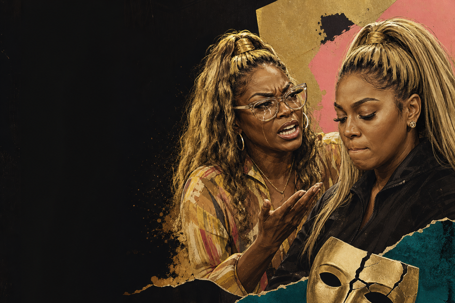Editorial illustration for LaTrice Verrett vents while Taylor Brown shuts down amid the vote fallout.