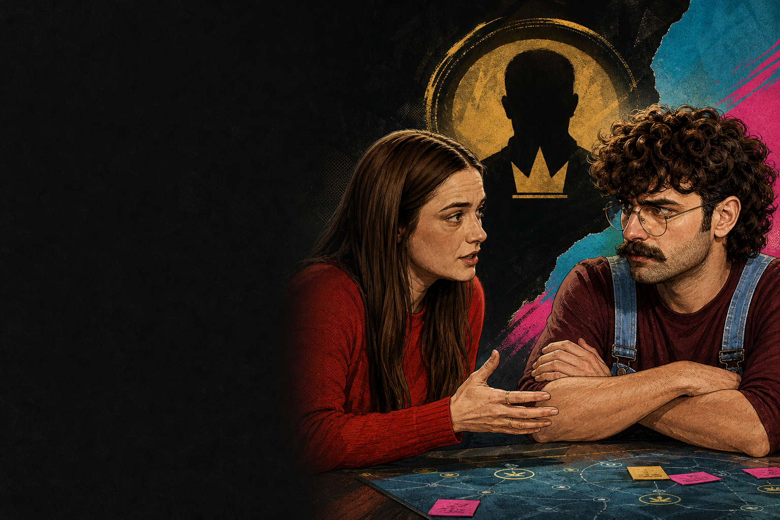 Editorial illustration for Mallory tells Barrett Devens used their alliance as cover, and Barrett agrees he won’t be.