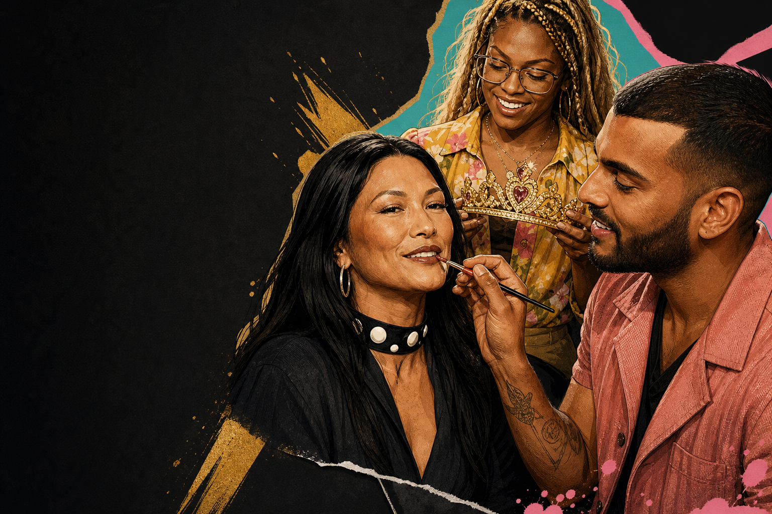 Editorial illustration for LaTrice’s Birthday Crown, Ashley Gets Glammed by Yash.
