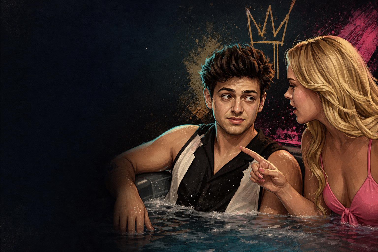 Editorial illustration for Melody calls out Drew about crying as they talk veto-nomination risk.