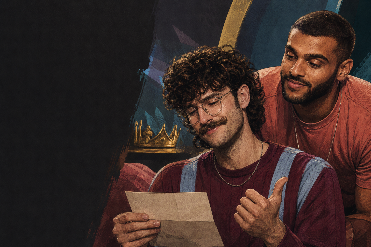 Editorial illustration for Barrett’s HOH letter hits—then he pulls Yash in for strategy.