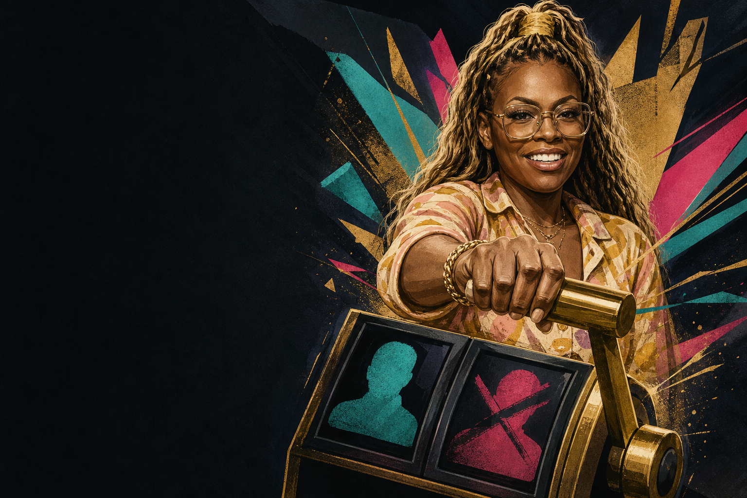 Editorial illustration for LaTrice uses the veto on herself, forcing the Week 7 nominee slate to change.