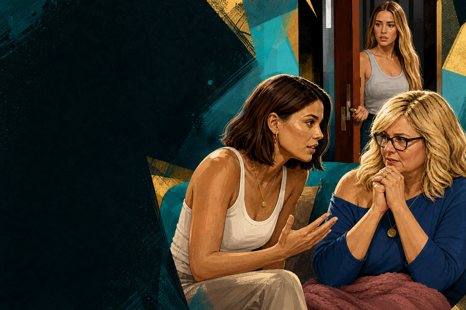 Editorial illustration for Haley locks in Angela with a numbers pitch, brushing off concerns as Dee returns to the DR.
