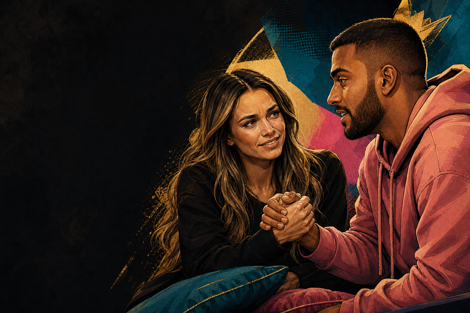Editorial illustration for Yash and Lyric seal loyalty with a direct “till the end” moment after her push to stay off.