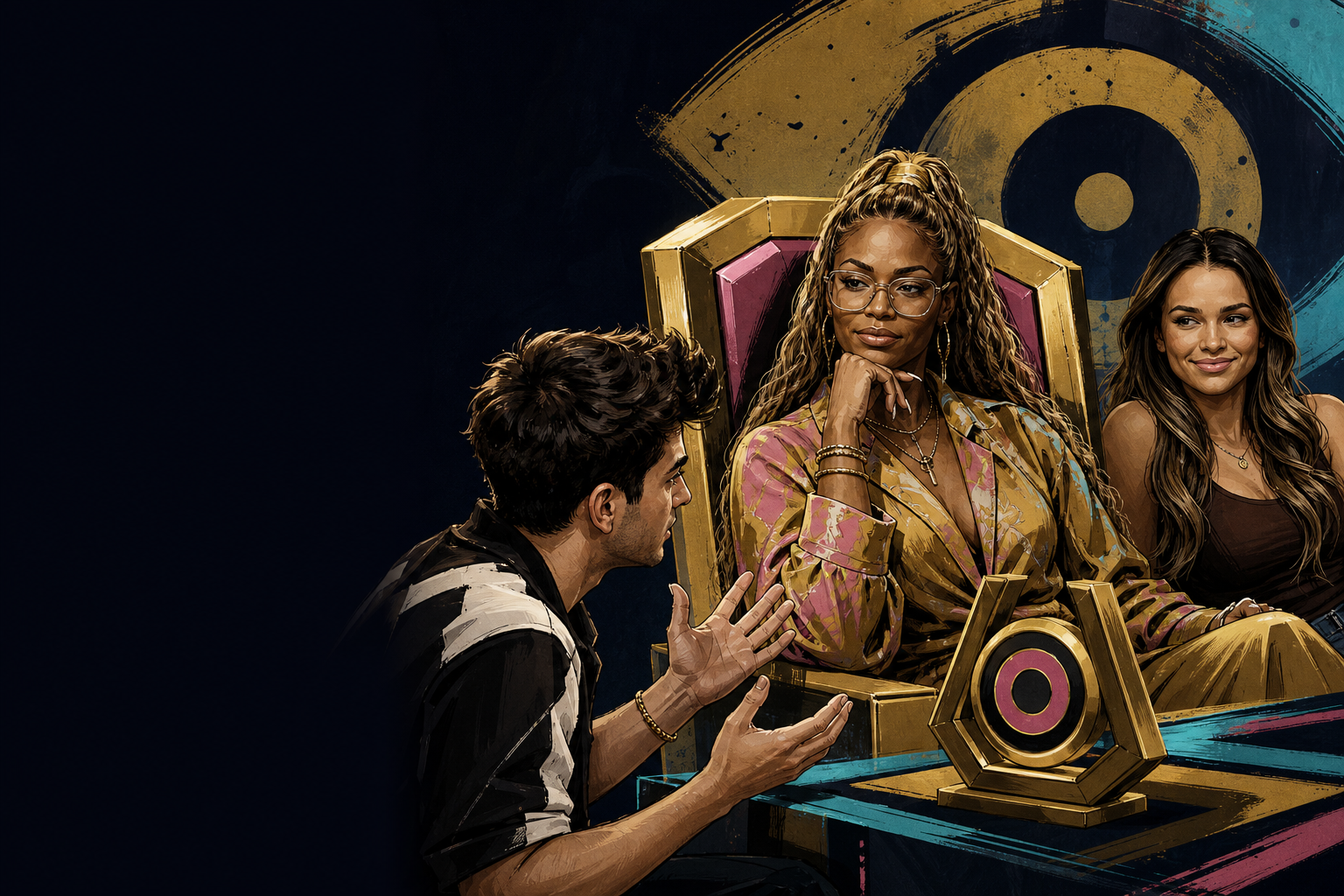 Editorial illustration for LaTrice wins HOH after surviving the Wall and immediately takes over the house’s shifting.