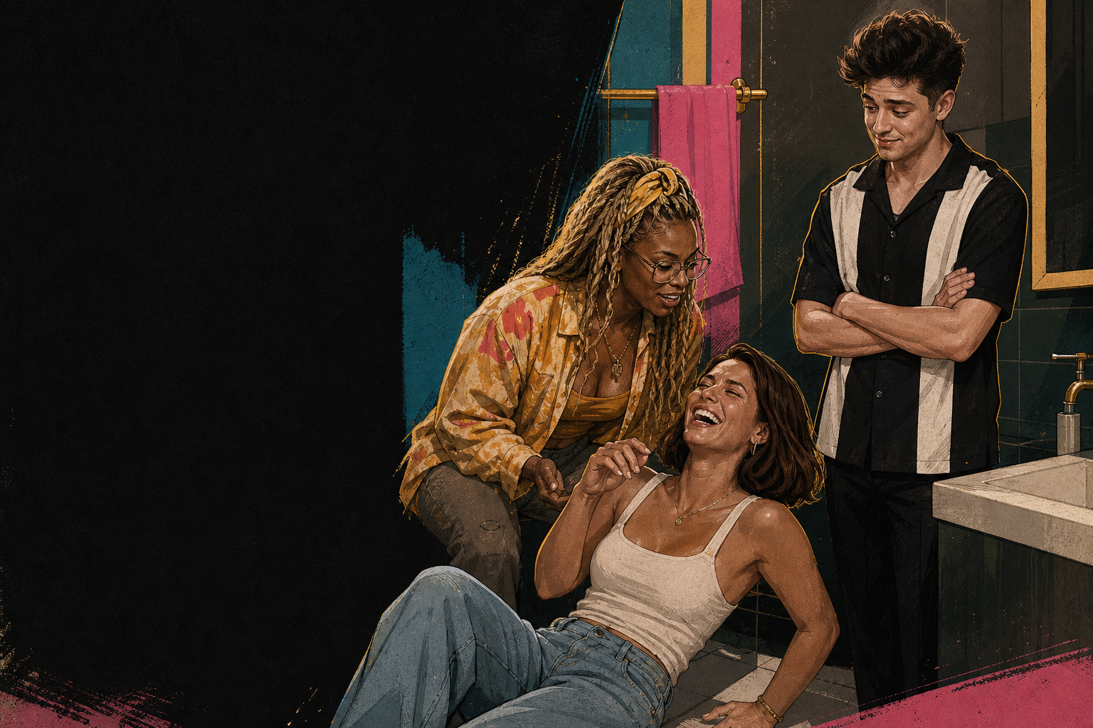 Editorial illustration for Taylor and LaTrice bond through laughter after Taylor tries to keep her cool.