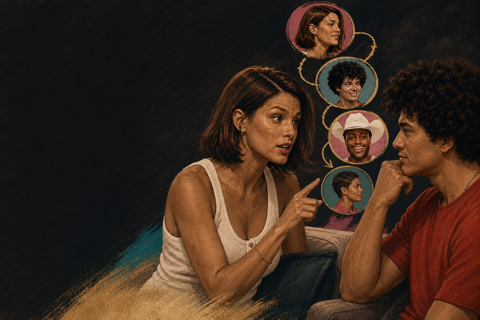 Editorial illustration for Haley points out Lyric keeps “running to the next best person”.