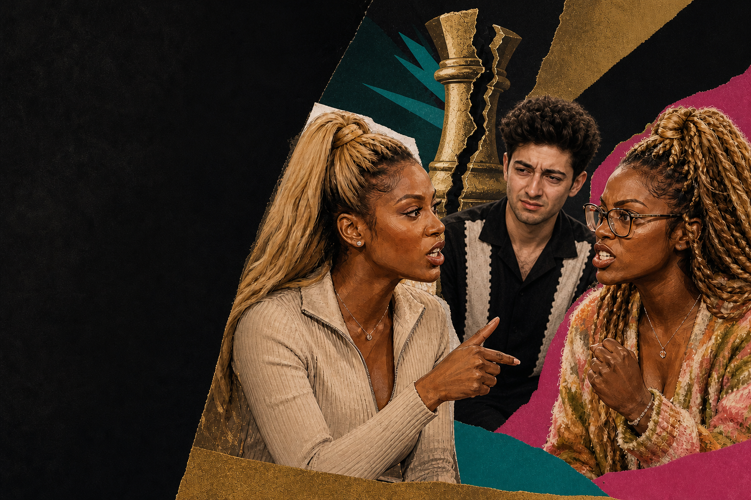 Editorial illustration for Taylor calls Drew an 'idiot' as LaTrice vows to 'get his ass out'.