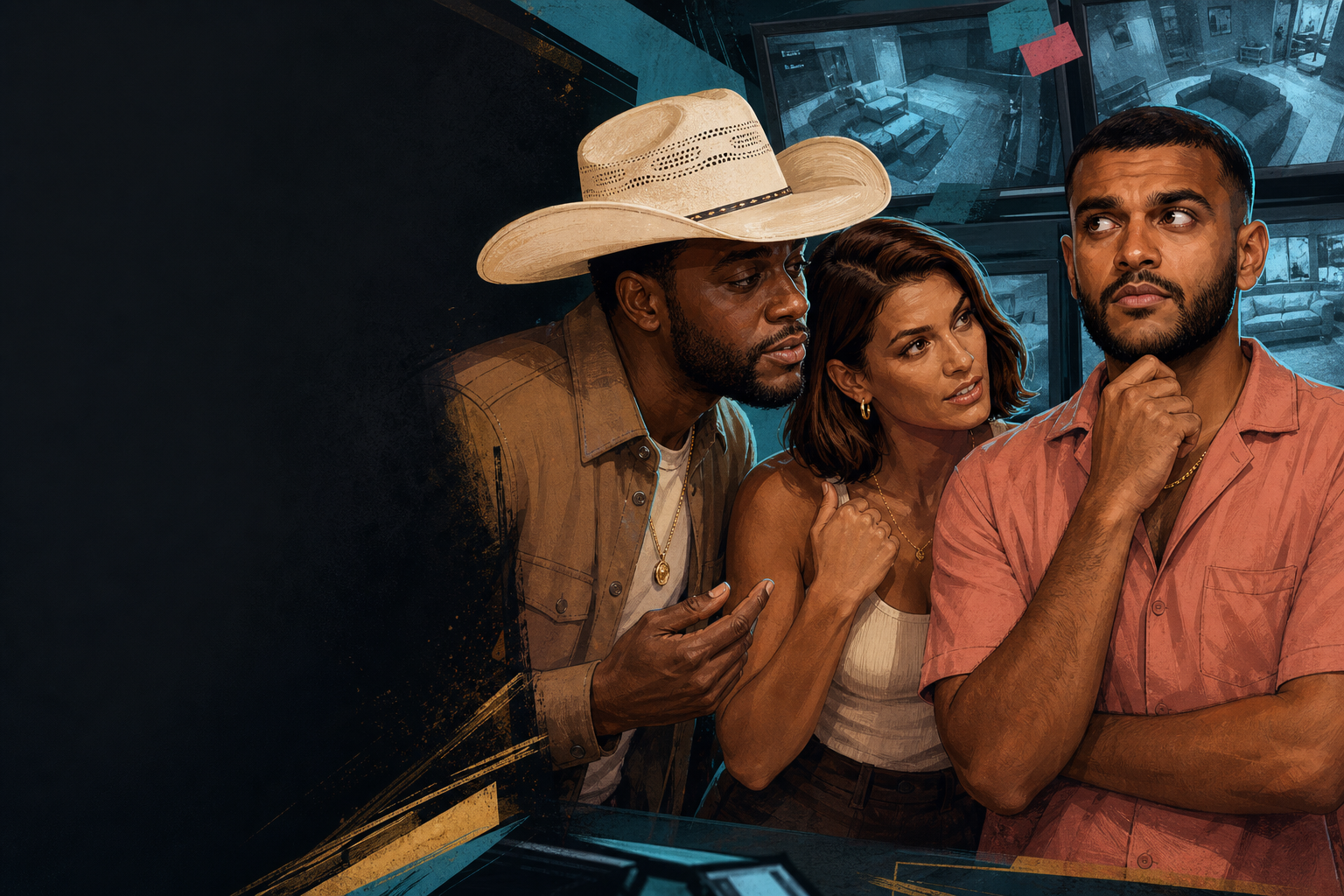 Editorial illustration for Chuk and Haley push the vote plan while Yash tries to sort the truth.