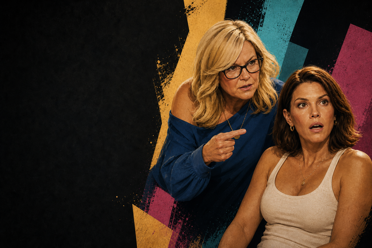 Editorial illustration for Angela and Haley compare Jason’s conflicting game talk—and Haley says she was shocked.
