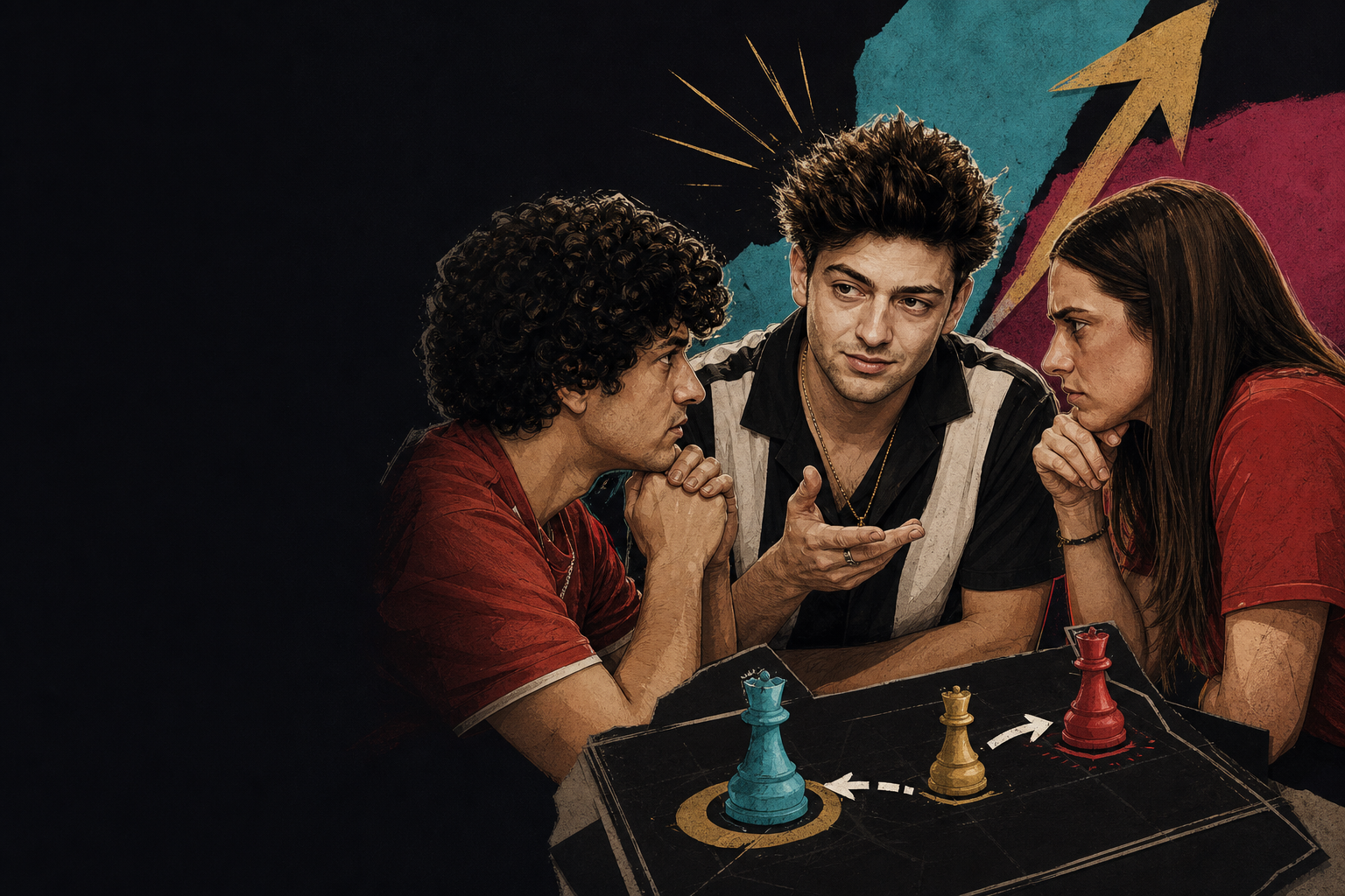 Editorial illustration for Drew helps lock in the plan: Rome first, then the red corner (Jason and Mallory)..