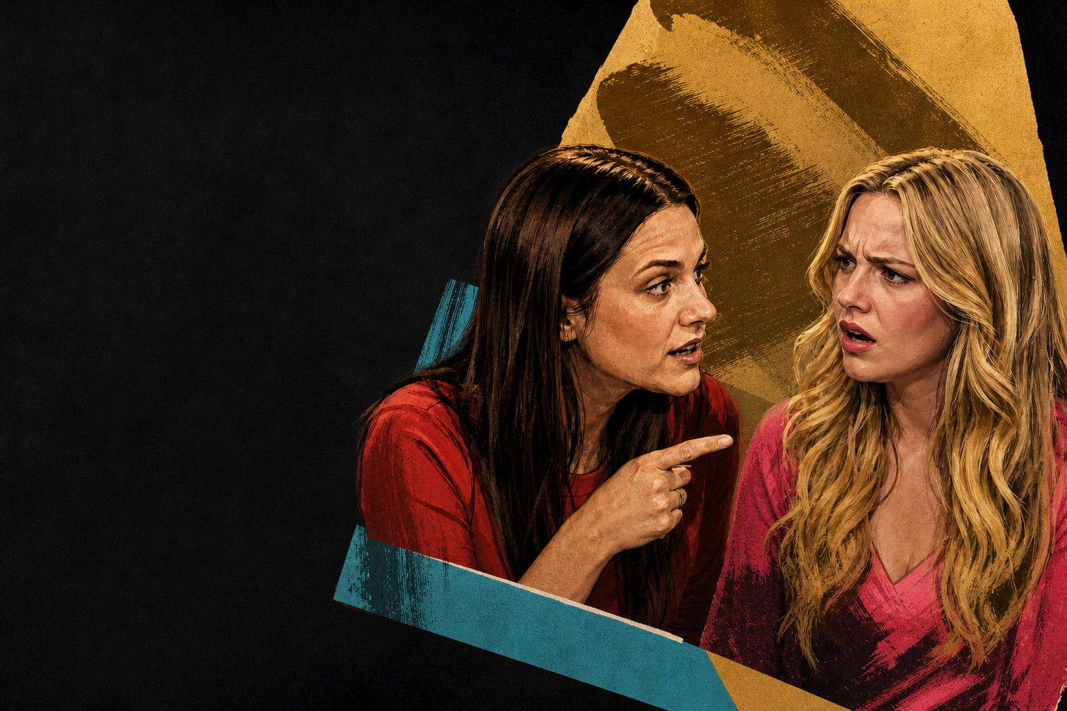 Editorial illustration for Mallory and Melody argue over why Dee can’t put up Haley instead of Melody.