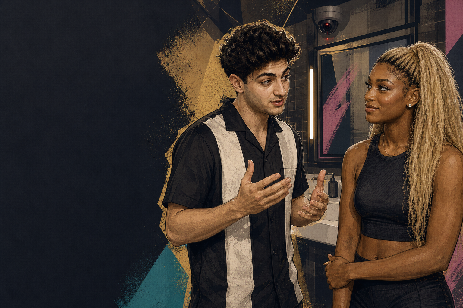 Editorial illustration for Drew tells Taylor he ‘forgot’ they could see him after the veto-comp fight.