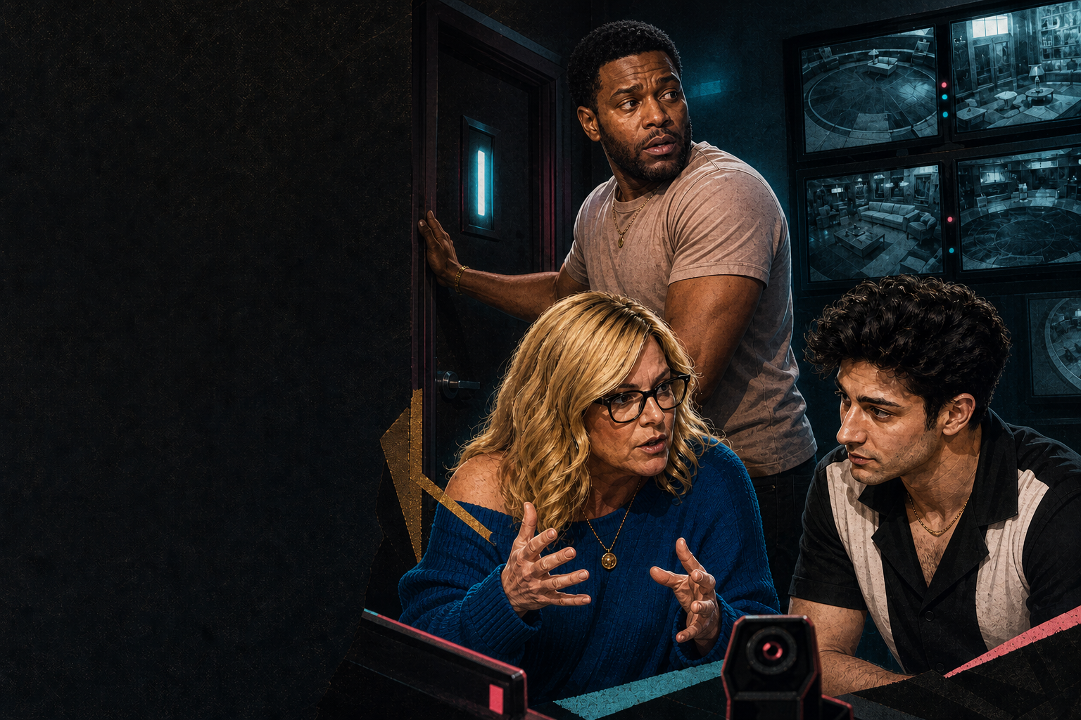 Editorial illustration for Angela warns Chuk and Drew that Jason may have a power right now.