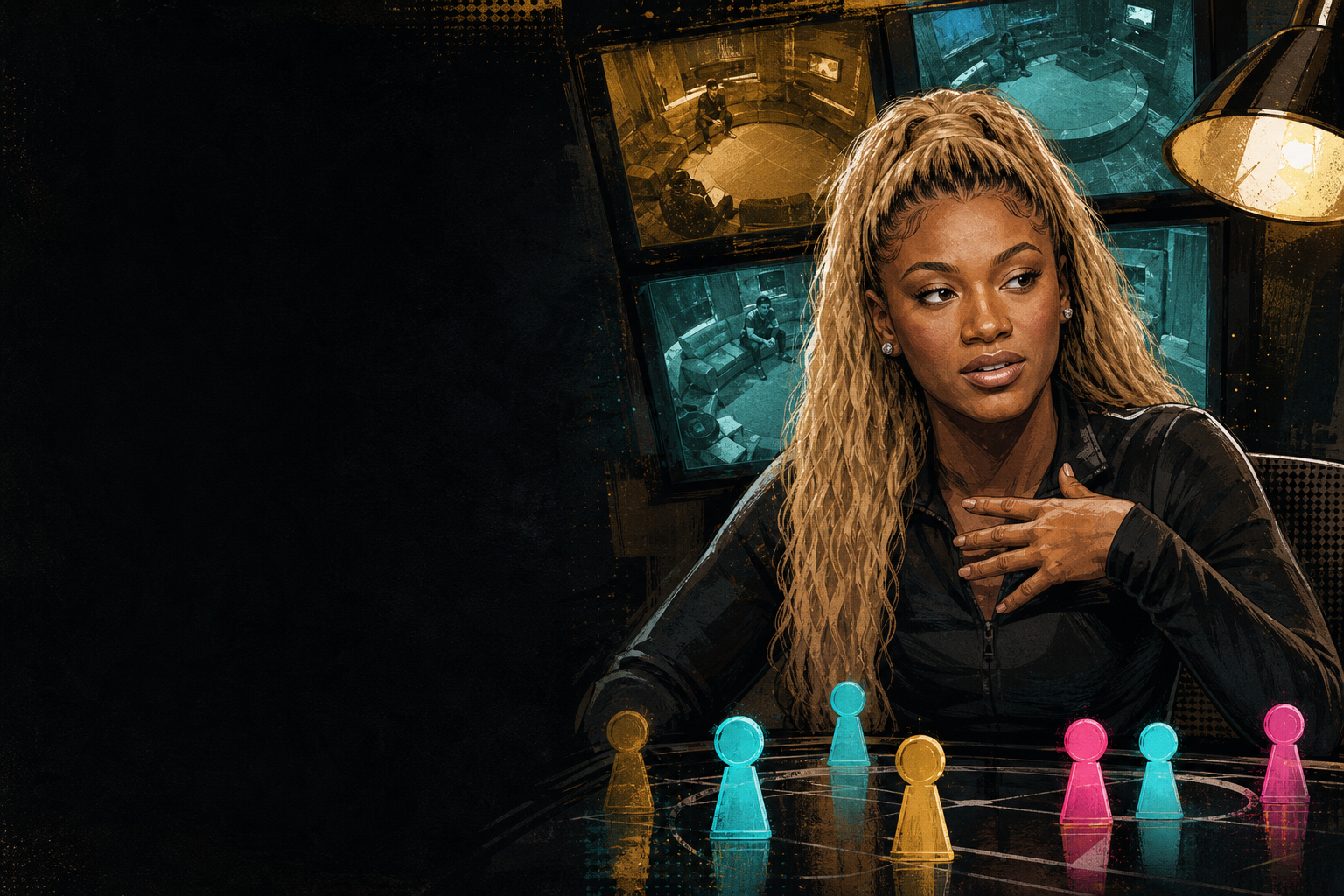 Editorial illustration for Taylor anticipates being used as a pawn during the double eviction.