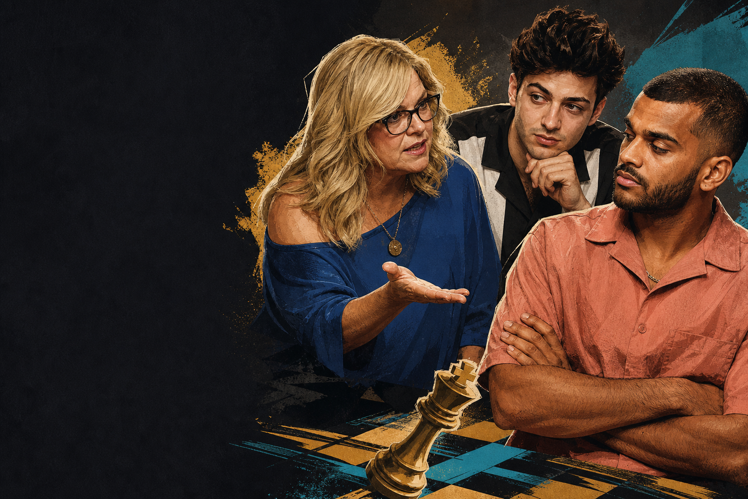 Editorial illustration for Yash’s veto win leaves Angela scrambling on Drew’s renom plan.