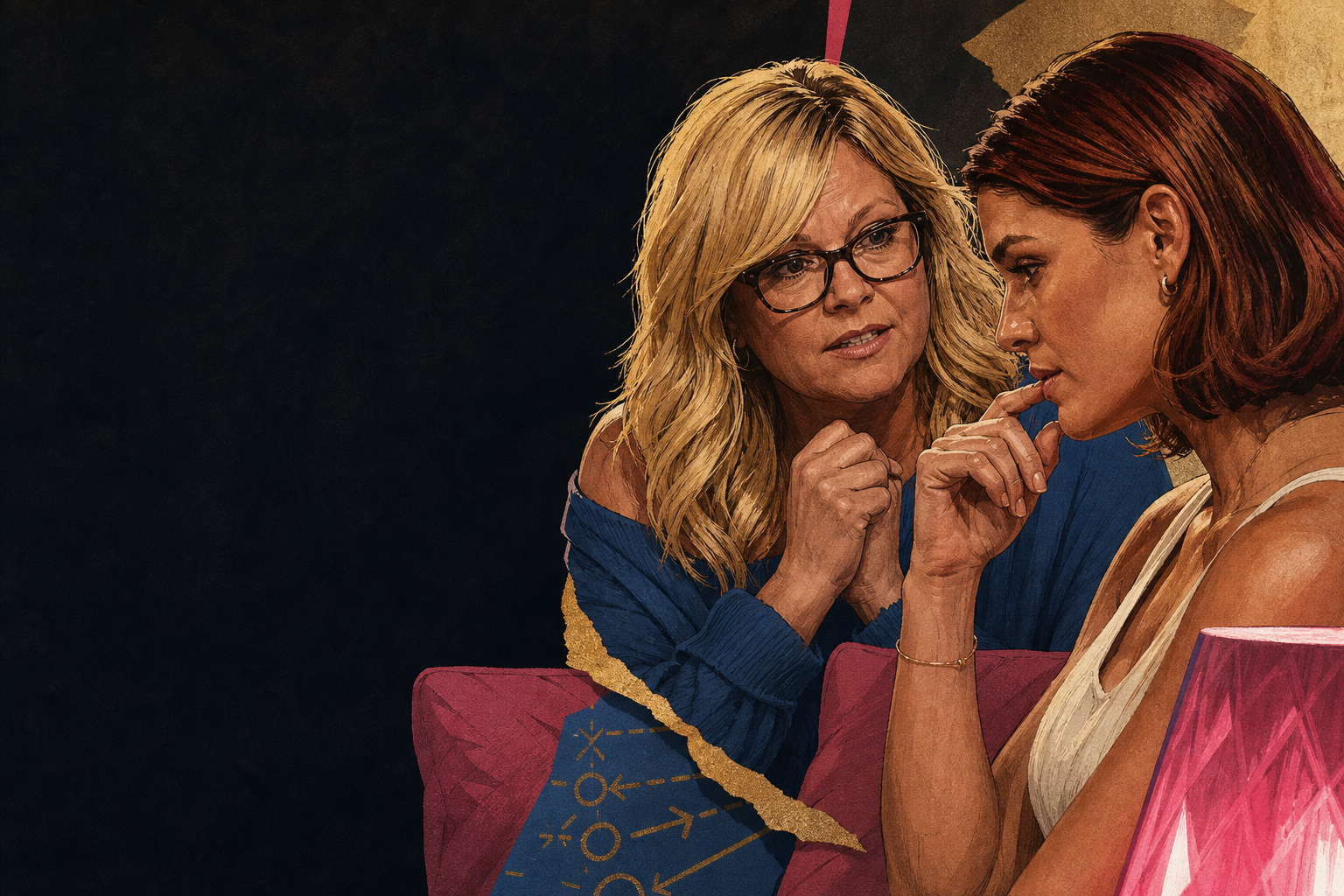 Editorial illustration for Angela tells Haley she’s her only pair for doubles, leaving Haley to strategize around the.
