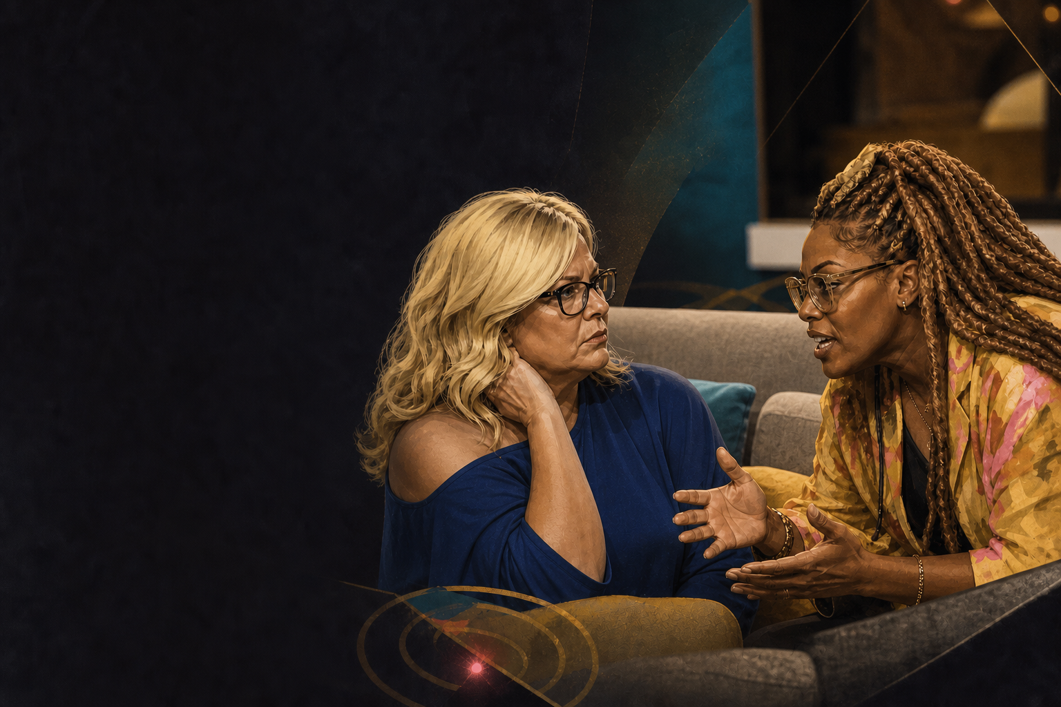 Editorial illustration for LaTrice tells Angela to pivot after Drew’s loyalty gets questioned.