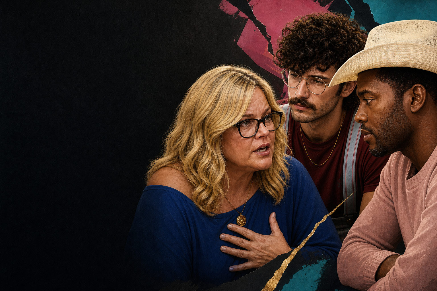 Editorial illustration for Angela’s emotional confession leaves Barrett and Chuk reevaluating trust.