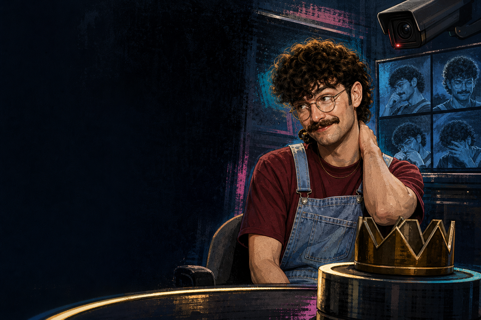 Editorial illustration for Barrett smiles through HOH pressure but questions his own renom plan.